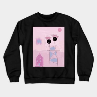 Kids Strolling Stick Figure Crewneck Sweatshirt